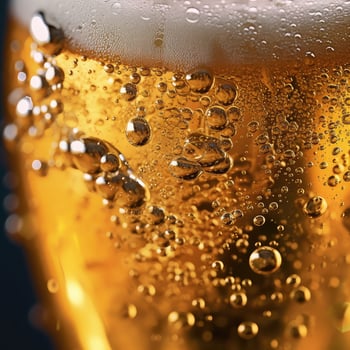 Close up background of beer with bubbles in beer. photo