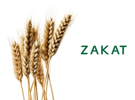 Islamic zakat concept. A contribution for Muslims or Muslim to help the people. Conceptual shoot for fitrah zakat. AI generated photo