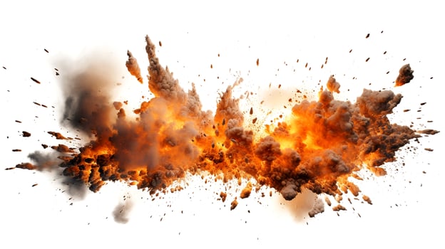 big explosion smokes and fire isolated on white ai generative photo