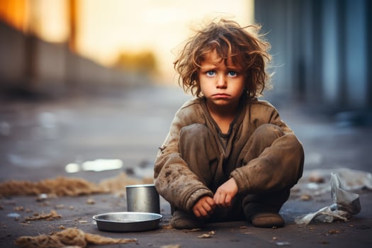 Hungry starving poor little child looking at the camera photo