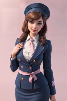 flight attendant doll with gradation background. Generative Ai photo