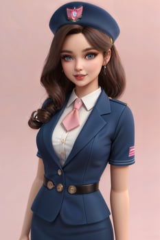 flight attendant doll with gradation background. Generative Ai photo