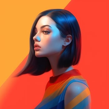 Illustration of a fashion portrait,  AI Generated photo