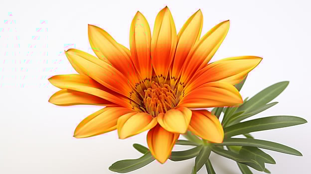 Photo of beautiful Gazania flower isolated on white background. Generative AI