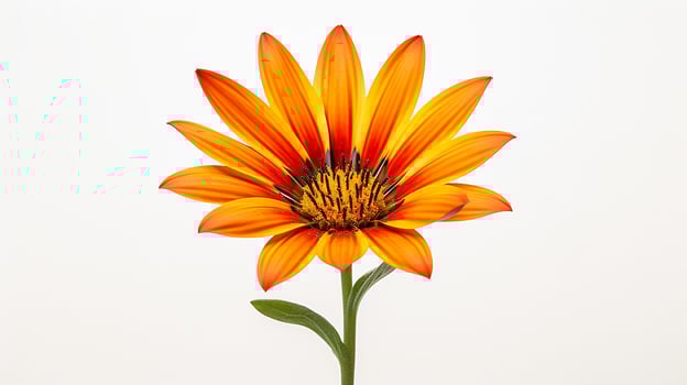 Photo of beautiful Gazania flower isolated on white background. Generative AI
