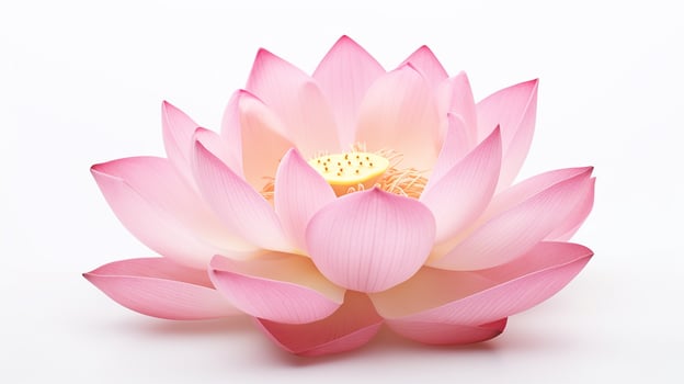 Photo of beautiful Lotus flower isolated on white background. Generative AI