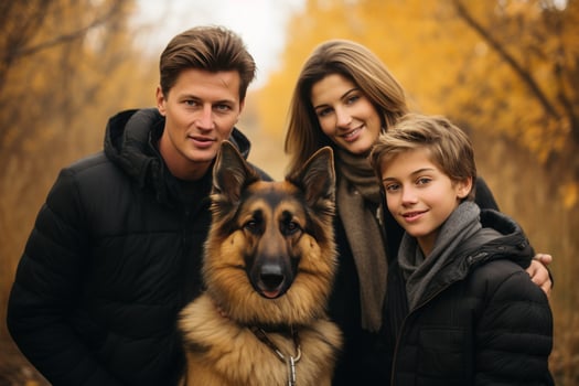 Happy family with dog photo