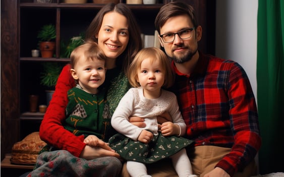 Happy joyful family photo