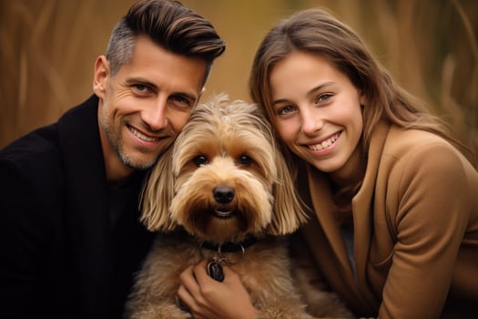 Happy family with dog photo