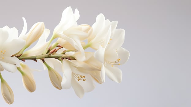 Photo of beautiful Yucca flower isolated on white background. Generative AI