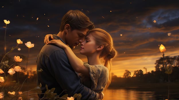 Love on the Kamo River A Serene Moment of Reflection AI Generated photo