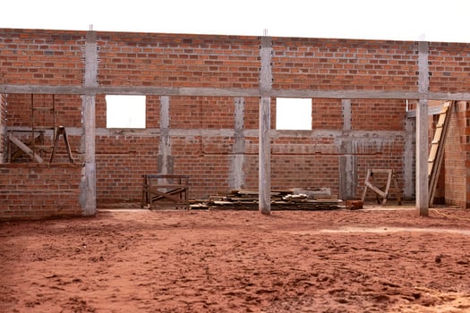 construction work in ceramic brick blocks photo