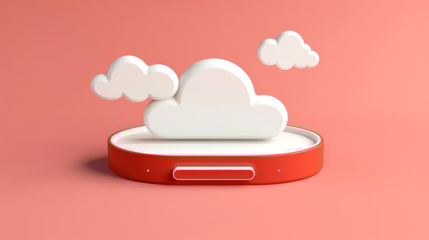3D red white cloud icon minimal style, cloud computing online service, digital technology security concept, Generative AI illustration photo
