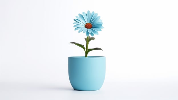 Photo of Tweedia flower in pot isolated on white background. Generative AI