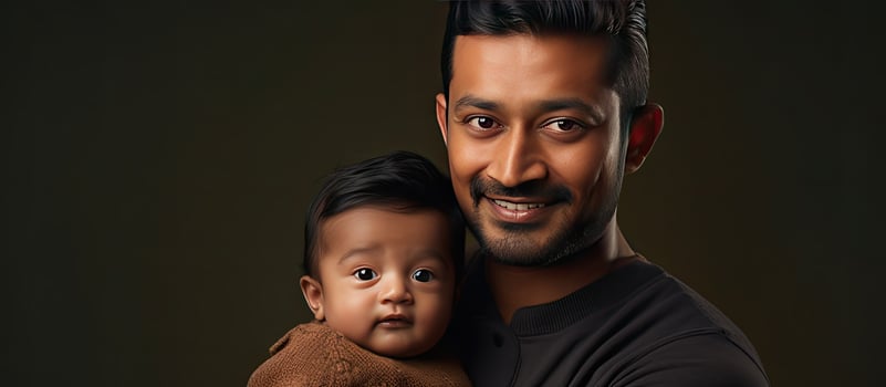 Asian Indian father with newborn baby healthcare and daycare single dad father s day concept photo