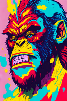A detailed illustration of a colorful ape for t shirt and fashion design photo