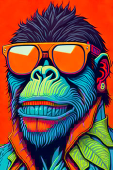 A detailed illustration of a colorful ape for t shirt and fashion design photo