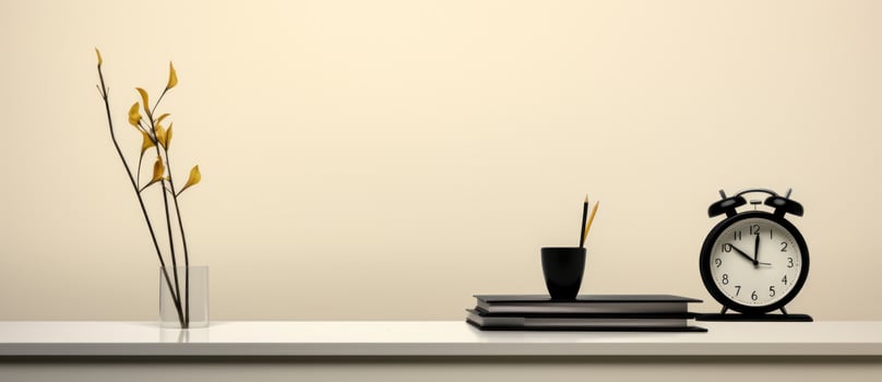 Minimalist background with alarm clock photo