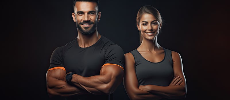 Female personal trainer alone with room for text photo