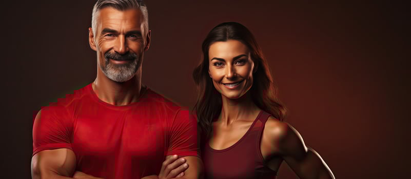Female personal trainer alone with room for text photo