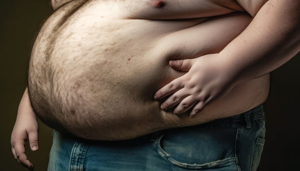 Portly Man with Abdominal Obesity - Generative AI photo