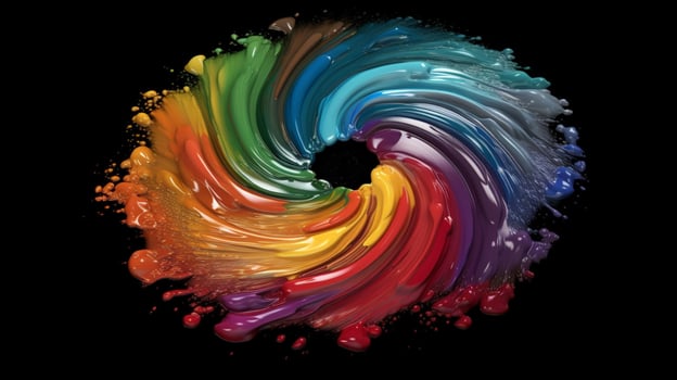 a colorful paint rainbow isolated on black illust photo