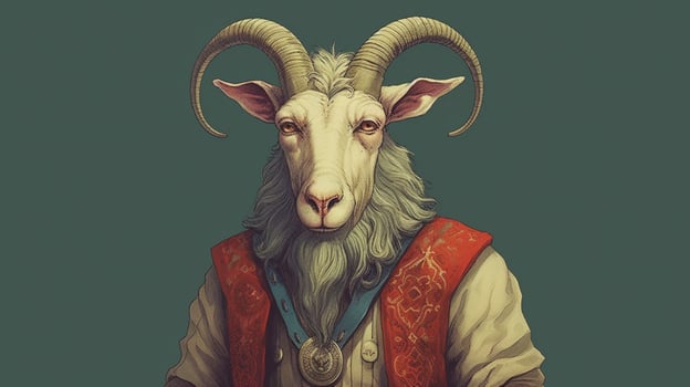 a drawing of a character with the word goat on it photo