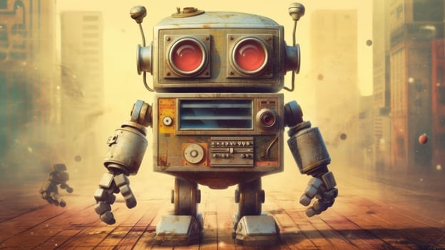 a poster for a music video game called robot photo