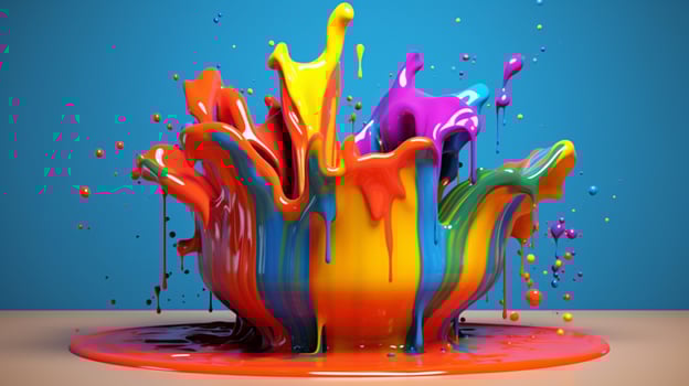 abstract art with colorful splash 3d photo