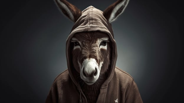 donkey with a hoodie and a hoodie photo