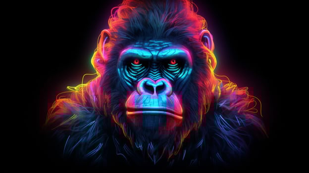 gorilla in a neon neon style photo