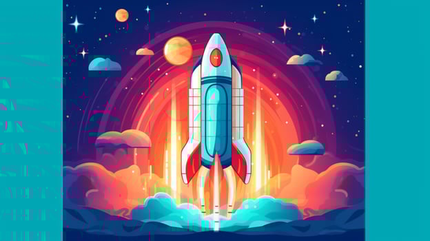 launching a startup with successful rocket icon photo