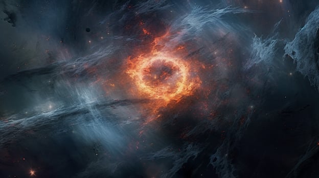 nebula with star being born in the center surrounded photo