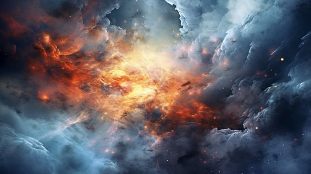 nebula with star being born in the center surrounded photo