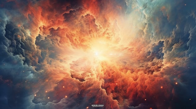nebula with star being born in the center surrounded photo