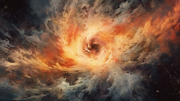 nebula with star being born in the center surrounded photo