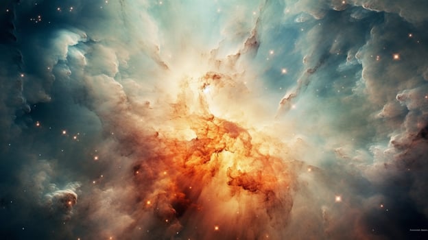 nebula with star being born in the center surrounded photo