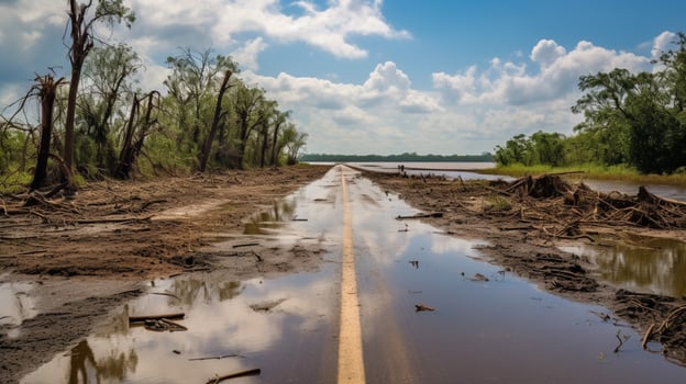 vacant road leading to reservoir after aftermath photo