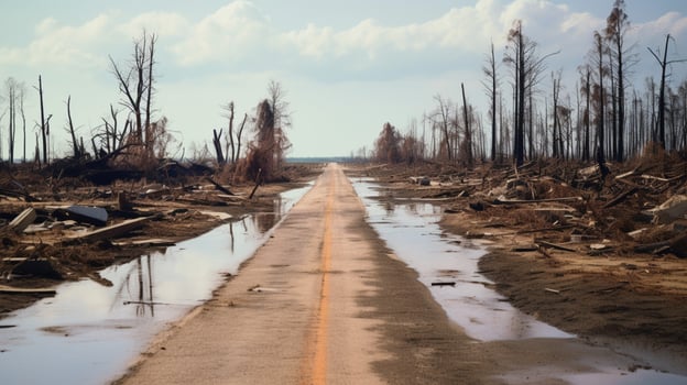vacant road leading to reservoir after aftermath photo