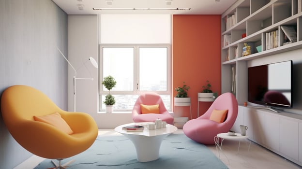 vibrant color palette used in minimalist interior photo