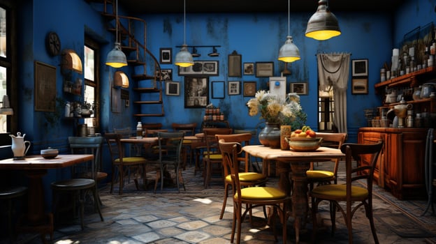 3d model coffee shop blue and fancy photo