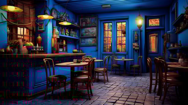 3d model coffee shop blue and fancy photo