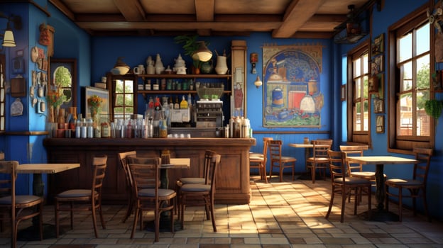 3d model coffee shop blue and fancy photo