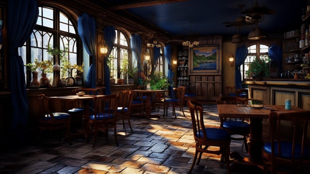 3d model coffee shop blue and fancy photo