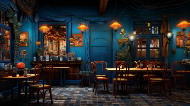 3d model coffee shop blue and fancy photo
