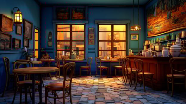 3d model coffee shop blue and fancy photo
