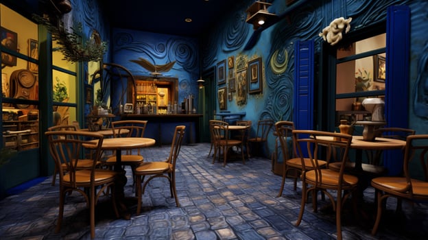 3d model coffee shop blue and fancy photo