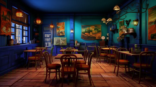 3d model coffee shop blue and fancy photo