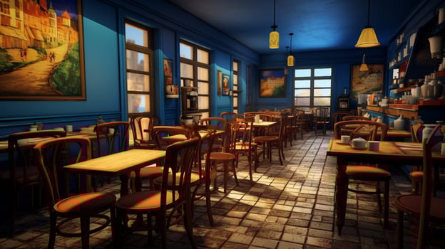 3d model coffee shop blue and fancy photo