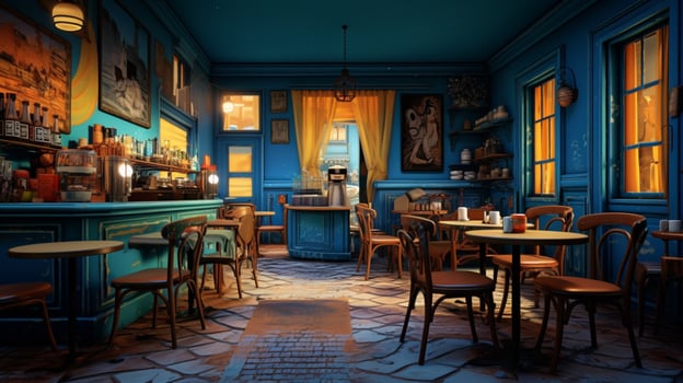 3d model coffee shop blue and fancy photo